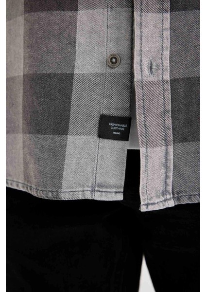 %100 Pamuk Regular Fit Kareli Uzun Kollu Gömlek