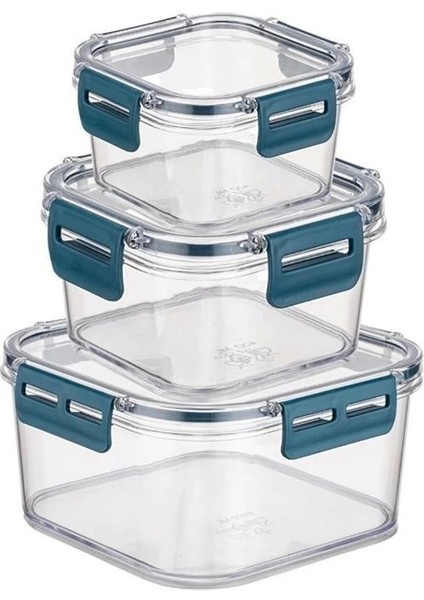 Bfs 3'lü Pratik Silikon Contalı Sızdırmaz Kapaklı Sağlam Istiflenebilir Saklama Kapları indirimleri