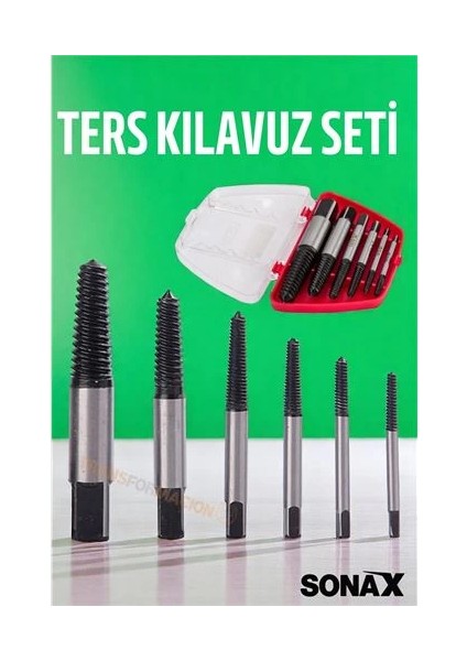 Bfs Ters Kılavuz 6 Lı Set Saf Çelik Kırık Civata Vida Sökücü Kırılmış Vida Civata Sökme Aparatı