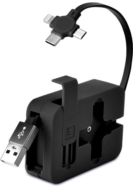 Bfs Cep Tipi Telefon Tutuculu Makaralı Uzayıp Kısalabilen 3'ü 1 Arada USB Şarj Kablosu