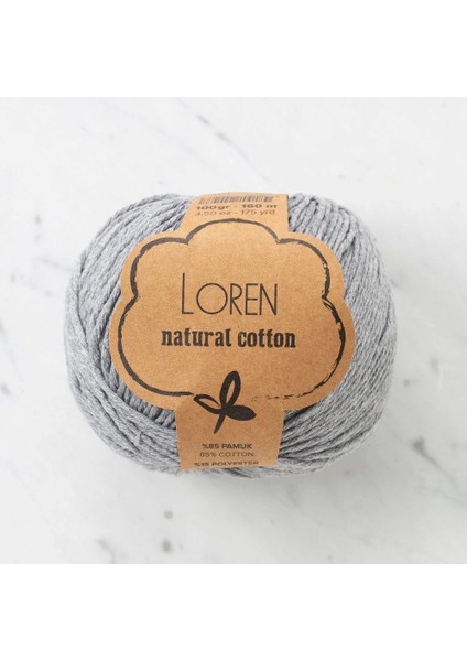 Natural Cotton Gri El Örgü Ipi - R079 - 33925