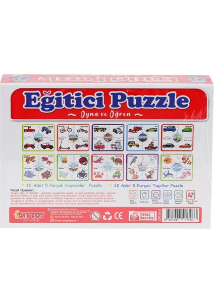 Dıy Toy 7196 Çark Puzzle Hayvanlar Taşıtlar 60 Parça -Dıytoy fiyatları
