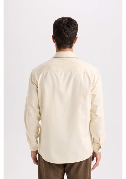 Regular Fit Polo Yaka Gabardin Uzun Kollu Gömlek D4934AX24AU