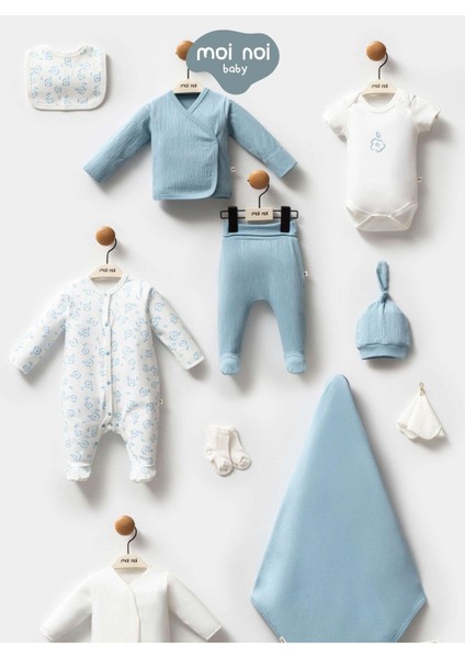 Desenli 10'lu Hastane Çıkışı Zıbın Seti (Yenidoğan)