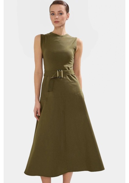 A Kesim Midi Elbise %pamuk Gabardin Kemer Detaylı Rahat ve Şık Premium Kalite modelleri