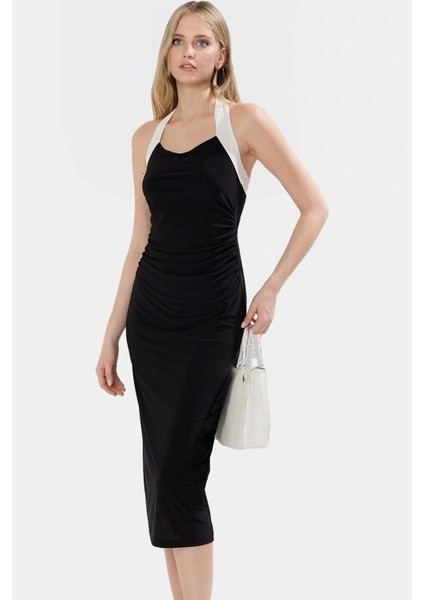 Esnek Örme Bodycon Elbise Rahat Kalıp Midi Boy Yazlık Dayanıklı Malzeme Zarifane Tasarım fiyatları