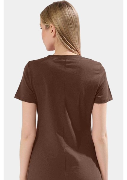 Cep Detaylı Pamuklu Örme Midi Elbise Bisiklet Yaka Rahat Kalıp Özel Tasarım Zarifane modelleri