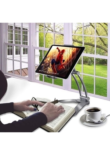 Omb Store 360 Derece Dönebilen Mutfak Masaüstü Telefon Tablet Tutucu Ayarlanabilir Esnek Ayaklı Metal