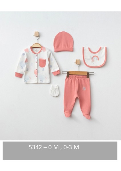 Desenli 5 Parça Kutulu (Yenidoğan) Hastane Çıkışı Zıbın Seti