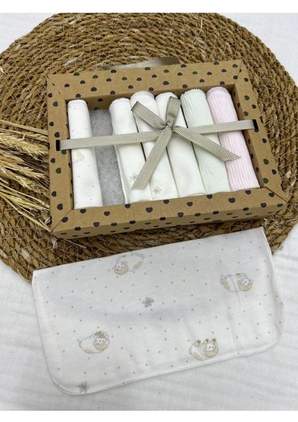 Kuzu Desenli Penye Bebek Ağız Mendili 7'li