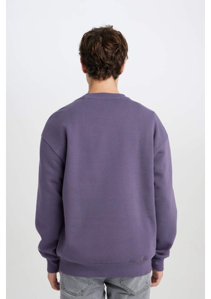 Boxy Fit Bisiklet Yaka Baskılı Sweatshirt X8282AZ24AU