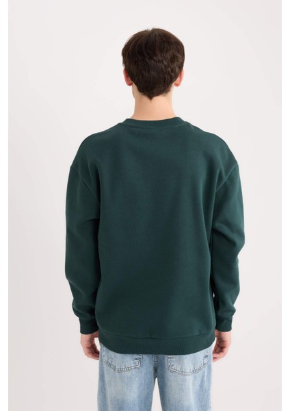 Boxy Fit Bisiklet Yaka Baskılı Sweatshirt X8282AZ24AU