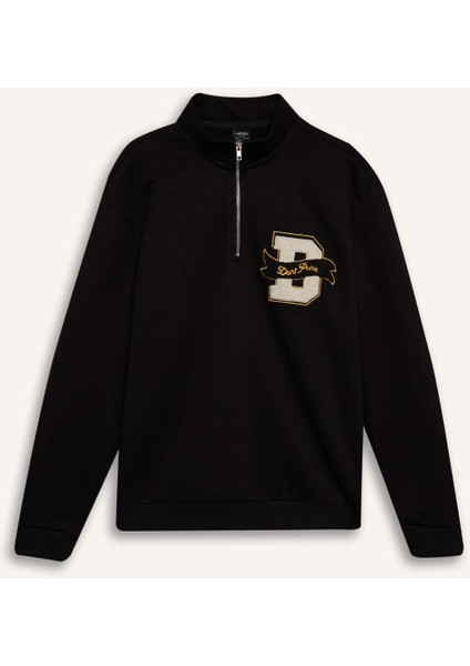 Regular Fit Dik Yaka Fermuarlı Baskılı Sweatshirt A4469AX24AU