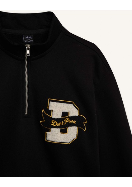 Regular Fit Dik Yaka Fermuarlı Baskılı Sweatshirt A4469AX24AU