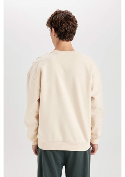 Boxy Fit Bisiklet Yaka Baskılı Sweatshirt X8282AZ24AU