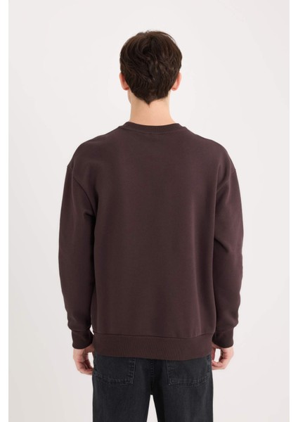 Boxy Fit Bisiklet Yaka Baskılı Sweatshirt X8282AZ24AU