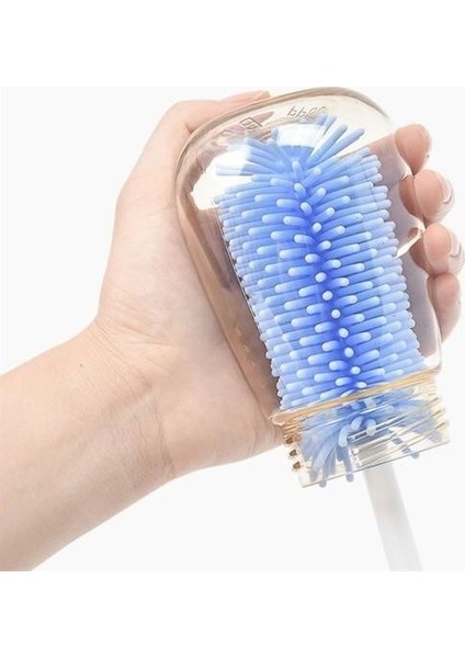 Omb Store Silikon Uçlu Ekstra Yumuşak Kıllı Sağlam Kavanoz Bardak Şişe ve Biberon Temizleme Fırçası