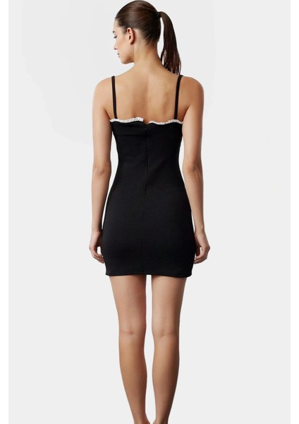 Bodycon Mini Örme Elbise Kolsuz Fiyonklu Polyester Kumaş Rahat Kullanım Mükemmel Uyum