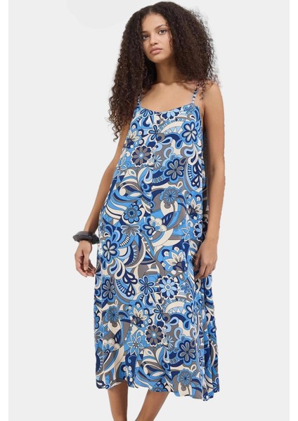 Şık Viskoz Midi Elbise Geometrik Desen Düz Kesim Günlük Yazlık Profesyonel Görünüm Yüksek Kalite