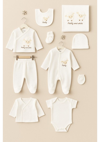 Kuzu Desenli 10 Parça Zıbın Seti (Yenidoğan) Hastane Çıkışı