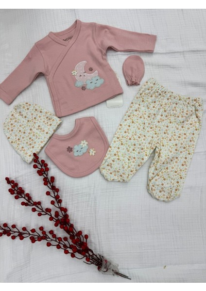 Sevimli Aybalam 5 Parça Kutulu (Yenidoğan) Hastane Çıkışı Zıbın Seti