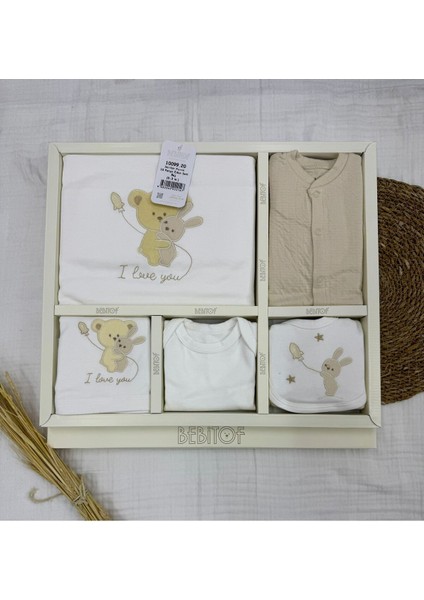 Sarılan Ayıcık Desenli 10 Parça Kutulu Yenidoğan Hastane Çıkışı Zıbın Seti fırsatları