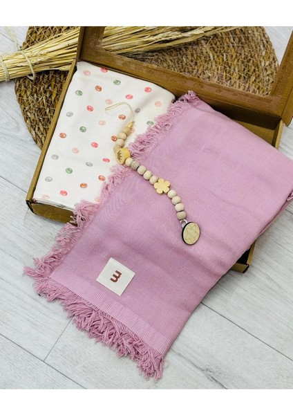 Müslin Battaniye ve Pamuk Battaniye + Emzik Askısı (Kutulu)