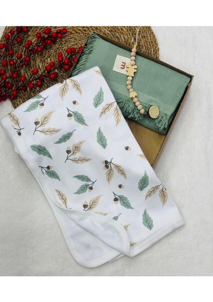 Müslin Battaniye ve Pamuk Battaniye + Emzik Askısı (Kutulu)