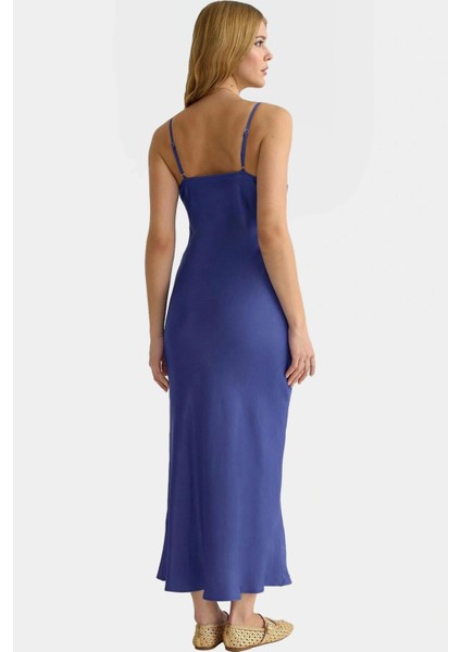 Zarif V Yaka Saten Maxi Elbise Dokuma Kumaş Düz Kesim Yazlık Mükemmel Uyum Profesyonel Görünüm modelleri