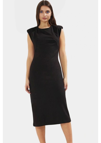 Rahat Bodycon Midi Elbise Viskoz Polyester Elastan Karışımı Zarifane Tasarım Uzun Ömürlü