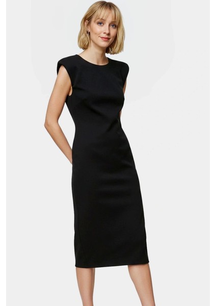 Rahat Bodycon Midi Elbise Viskoz Polyester Elastan Karışımı Zarifane Tasarım Uzun Ömürlü modelleri