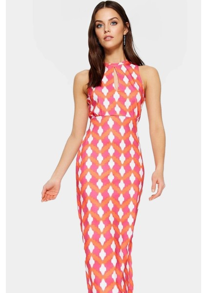 Cut Out Detaylı Scuba Krep Elbise Choker Yaka Midi Boy Özenle Seçilmiş Dayanıklı Malzeme Uzun Ömürlü fiyatları