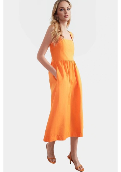 Nefes Alan Pamuklu Polyester Midi Elbise Belden Rahat Günlük Profesyonel Görünüm modelleri