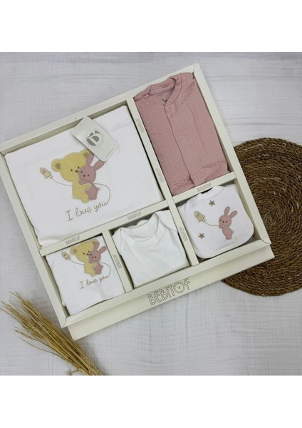 Sarılan Ayıcık Desenli 10 Parça Kutulu Yenidoğan Hastane Çıkışı Zıbın Seti fırsatları