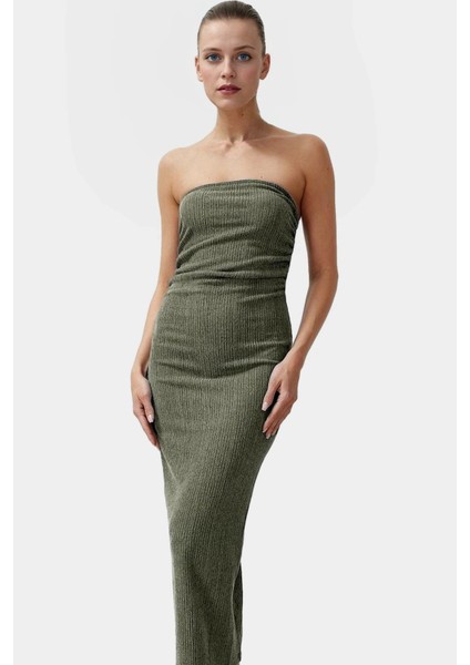 Yazlık Midi Elbise Kolsuz Bodycon Polyester Örme Kumaş Uzun Ömürlü Şık Görünüm modelleri