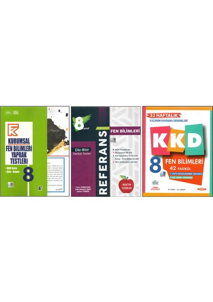 Kurmay 8. Sınıf Kurumsal Yaprak Test+Newton Referans+Kurmay Kkd Fen Bilimleri (3 Kitap)