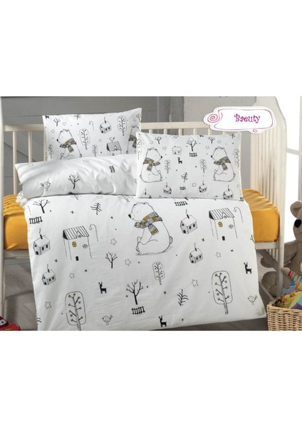 Desenli Bebek Nevresim Set (Nevresim, Çarşaf, 2 Adet Yastık Takım)