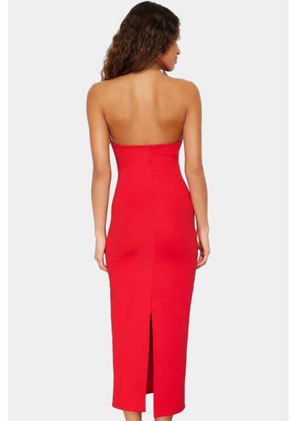 Örme Bodycon Midi Elbise 130CM Boy Polyester Elastan Karışımı Günlük Kullanım Özenle Seçilmiş modelleri