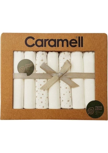 Bebek Ağız Mendili 7 Adet Ekru Organik Pamuk Kız Çocuklar için Güvenli ve Yumuşak