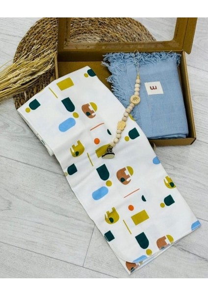 Incibaby Müslin Battaniye ve Pamuk Battaniye + Emzik Askısı (Kutulu)