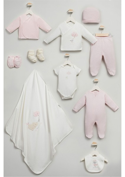 Sevimli Kutup Ayısı ve Kuş Desenli 10 Parça Kutulu Yenidoğan Hastane Çıkışı Zıbın Seti