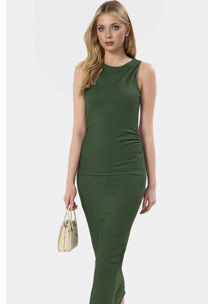 Renk Düz Desenli Astarlı Örme Midi Elbise Günlük Casual Stil Rahat Kullanım fiyatları