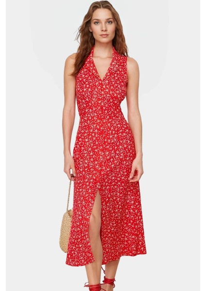 Kolsuz Midi Boy Gömlek Elbise Dokuma Viskoz Kumaş Rahat Yazlık Çiçekli Yüksek Kalite fiyatları