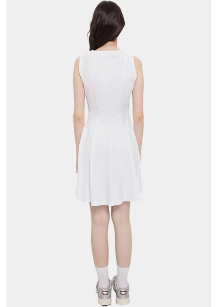 Rahat ve Şık Mini Elbise Polyester Elastan Bisiklet Yaka A Line Kalıp Yüksek Kalite Görünüm
