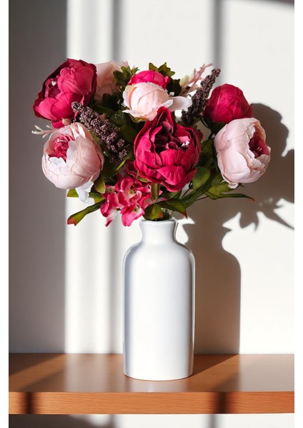 Yapay Büyük Lüks Şakayık Gül Aranjmanı 45 cm