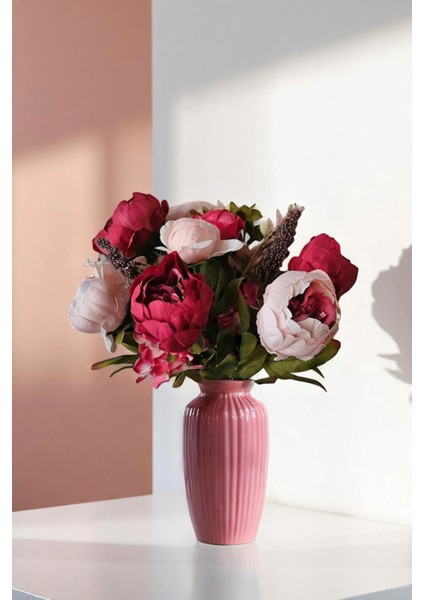 Yapay Büyük Lüks Şakayık Gül Aranjmanı 45 cm fiyatları