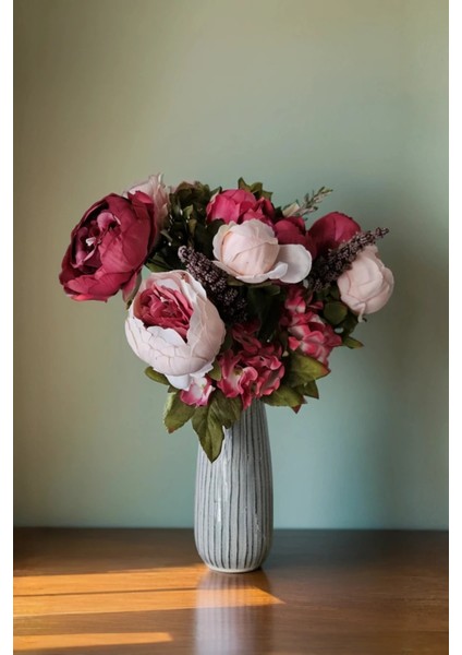 Yapay Büyük Lüks Şakayık Gül Aranjmanı 45 cm modelleri