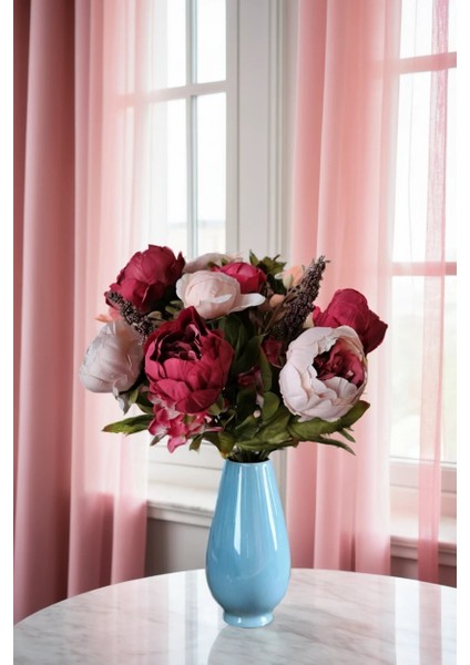 Yapay Büyük Lüks Şakayık Gül Aranjmanı 45 cm fırsatları