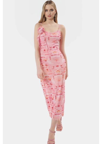 Zebra Desenli V Yaka Astarlı Maxi Elbise Bodycon Kesim Örme Tül Kumaş Trend Tasarım Rahat Kullanım fiyatları