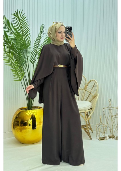 Kadın Pelerinli Kemer Detaylı Tesettür Tulum NMS061